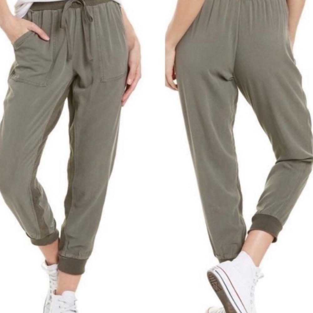 SPLENDID Jesse Eco Drawstring Jogger Pants in Olive Green / size Small